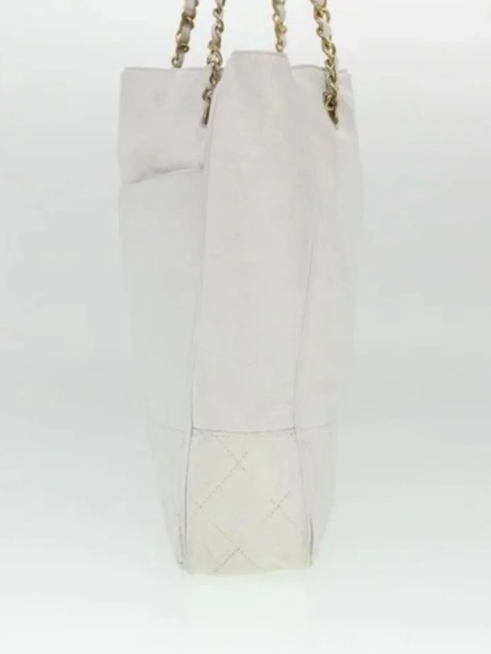 CHANEL Chain Shoulder Bag Lamb Skin White CC Auth yk6254